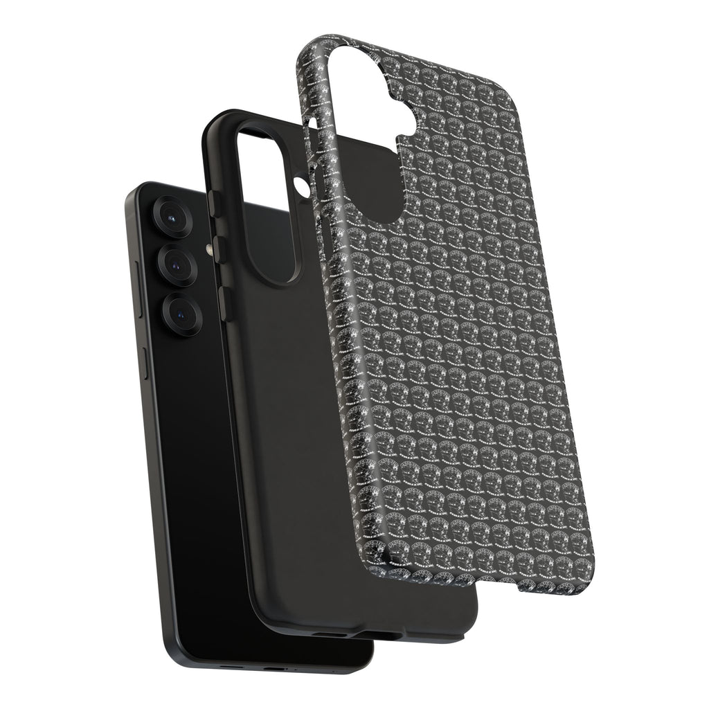 Black Carbon Fiber Texture Tough Phone Case — Rugged Drop Protection