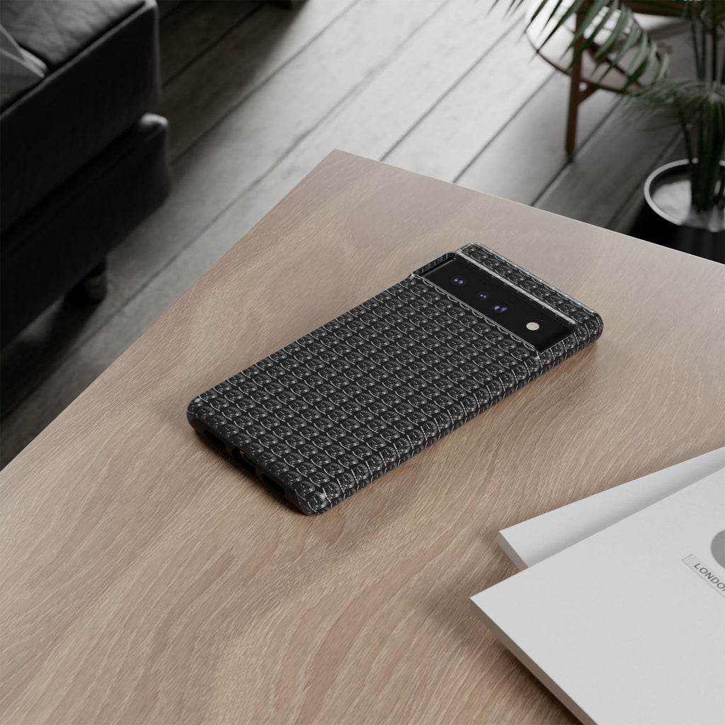 Black Carbon Fiber Texture Tough Phone Case — Rugged Drop Protection