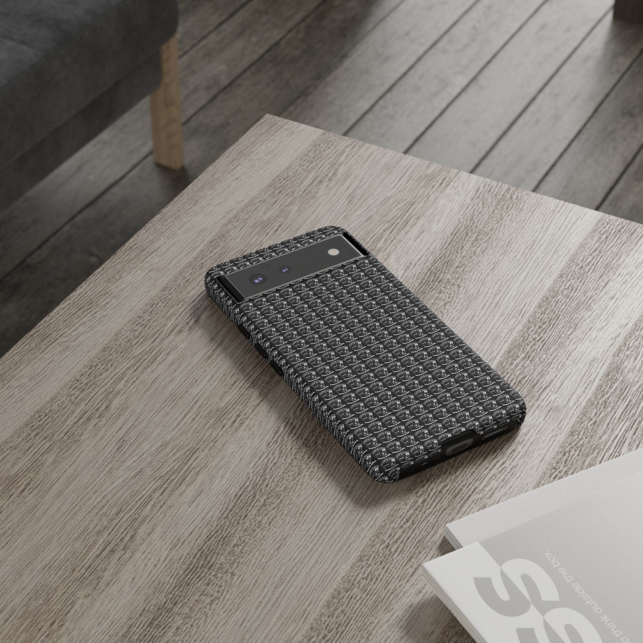 Black Carbon Fiber Texture Tough Phone Case — Rugged Drop Protection