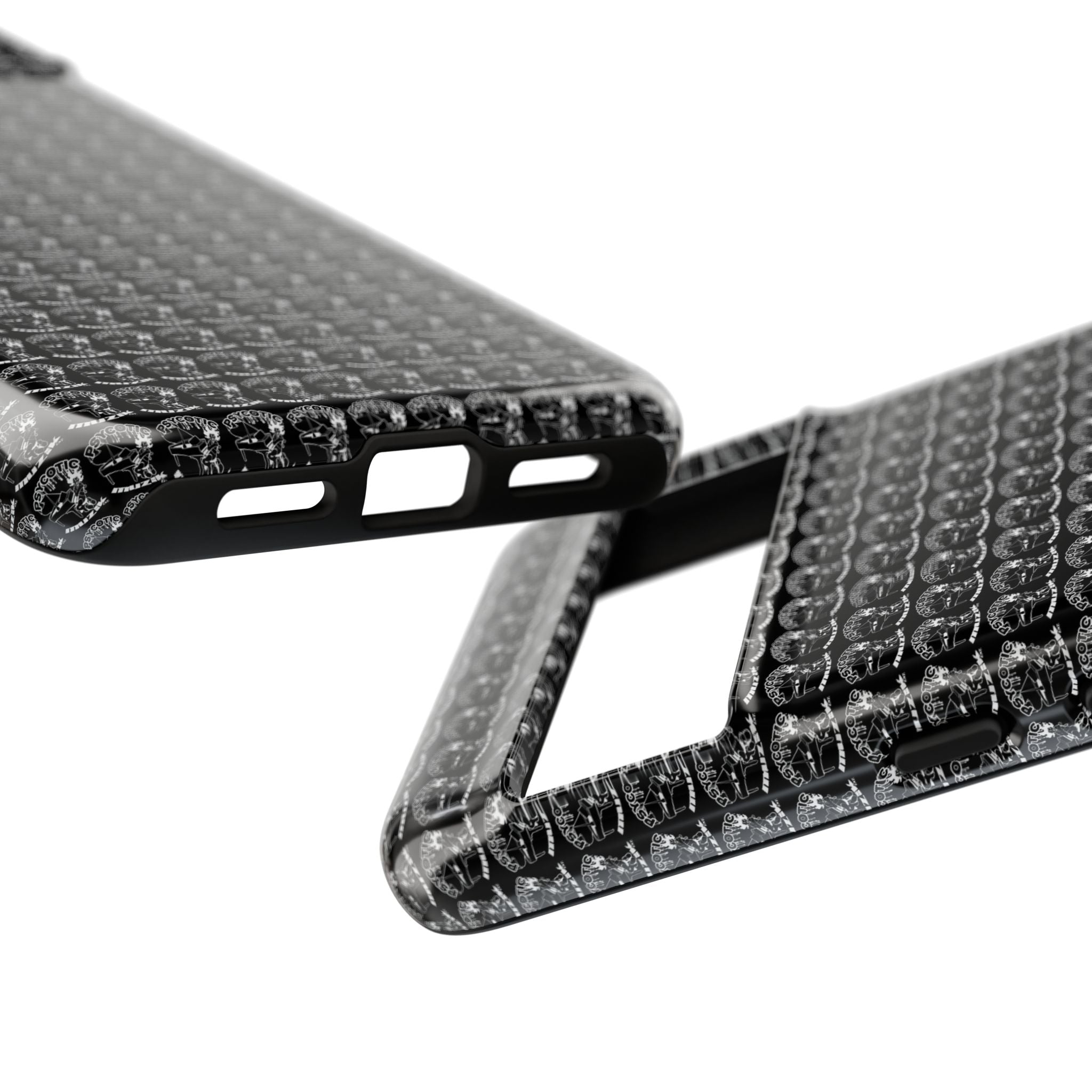 Black Carbon Fiber Texture Tough Phone Case — Rugged Drop Protection