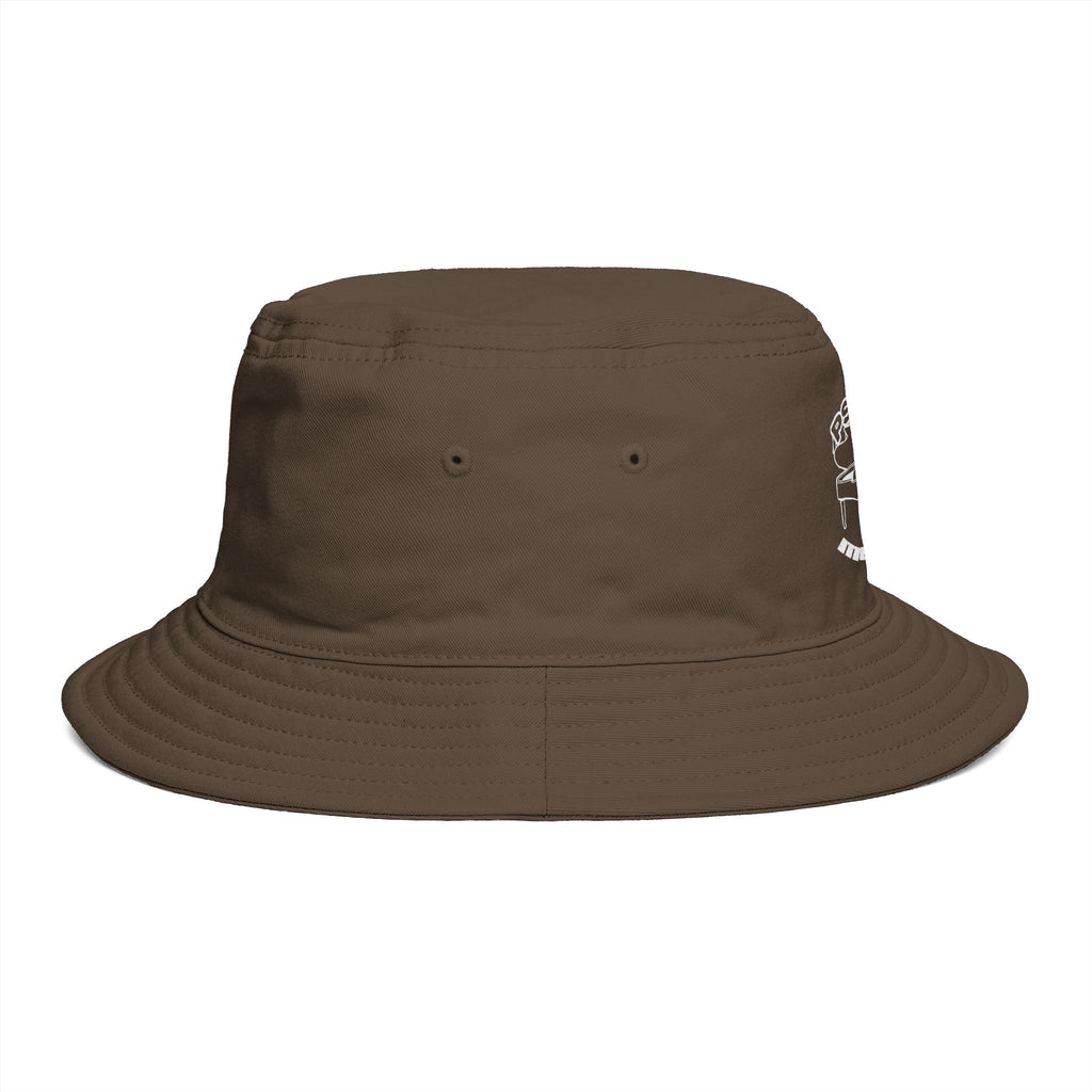 Psycotic Drummer Brown Bucket Hat — Retro Rock Band Graphic Bucket Hat
