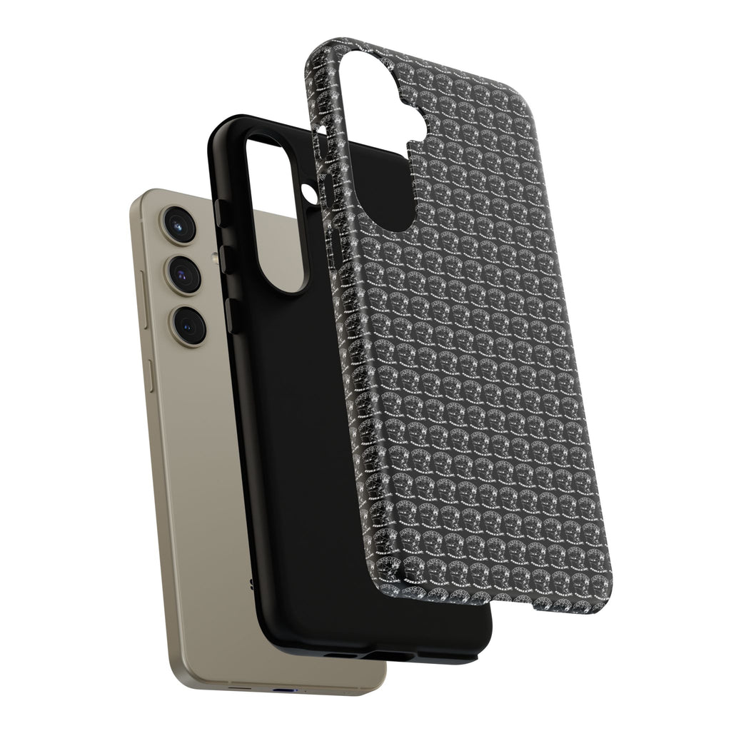 Black Carbon Fiber Texture Tough Phone Case — Rugged Drop Protection