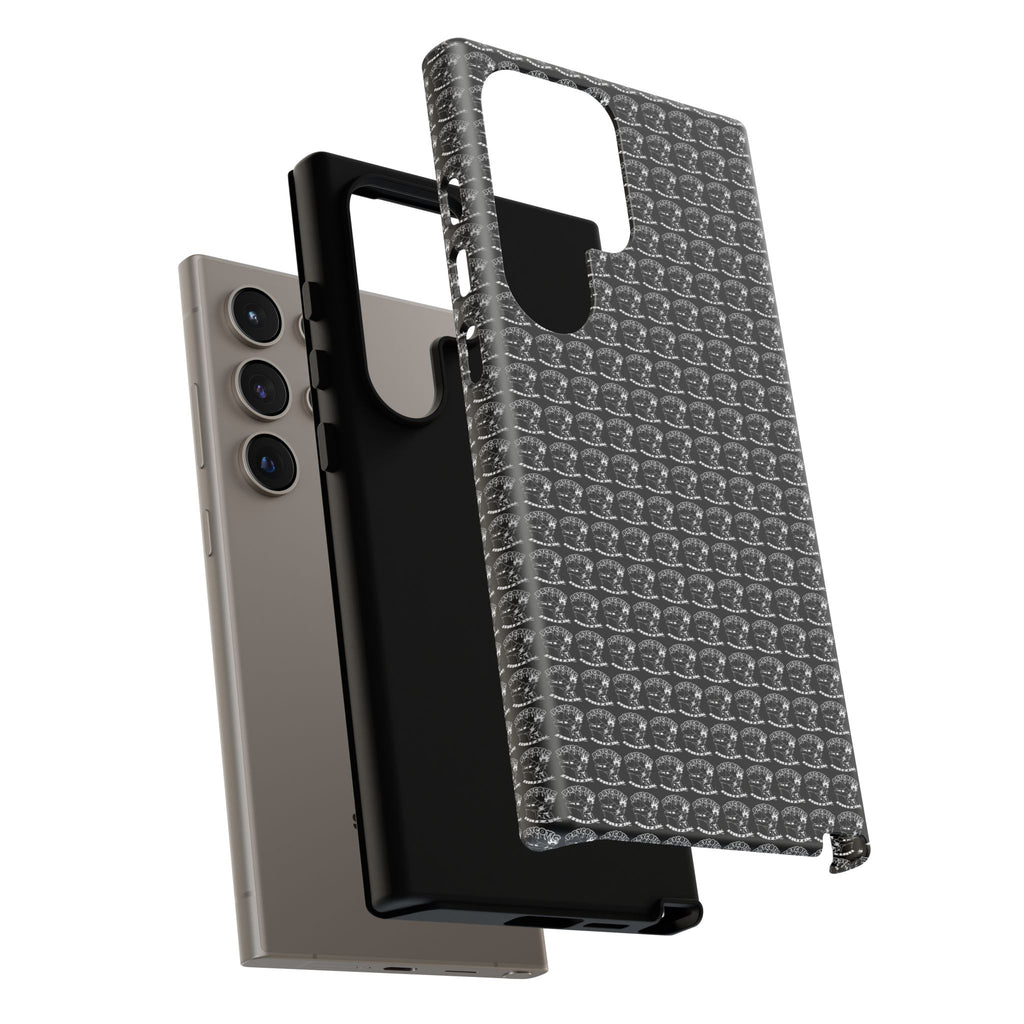 Black Carbon Fiber Texture Tough Phone Case — Rugged Drop Protection
