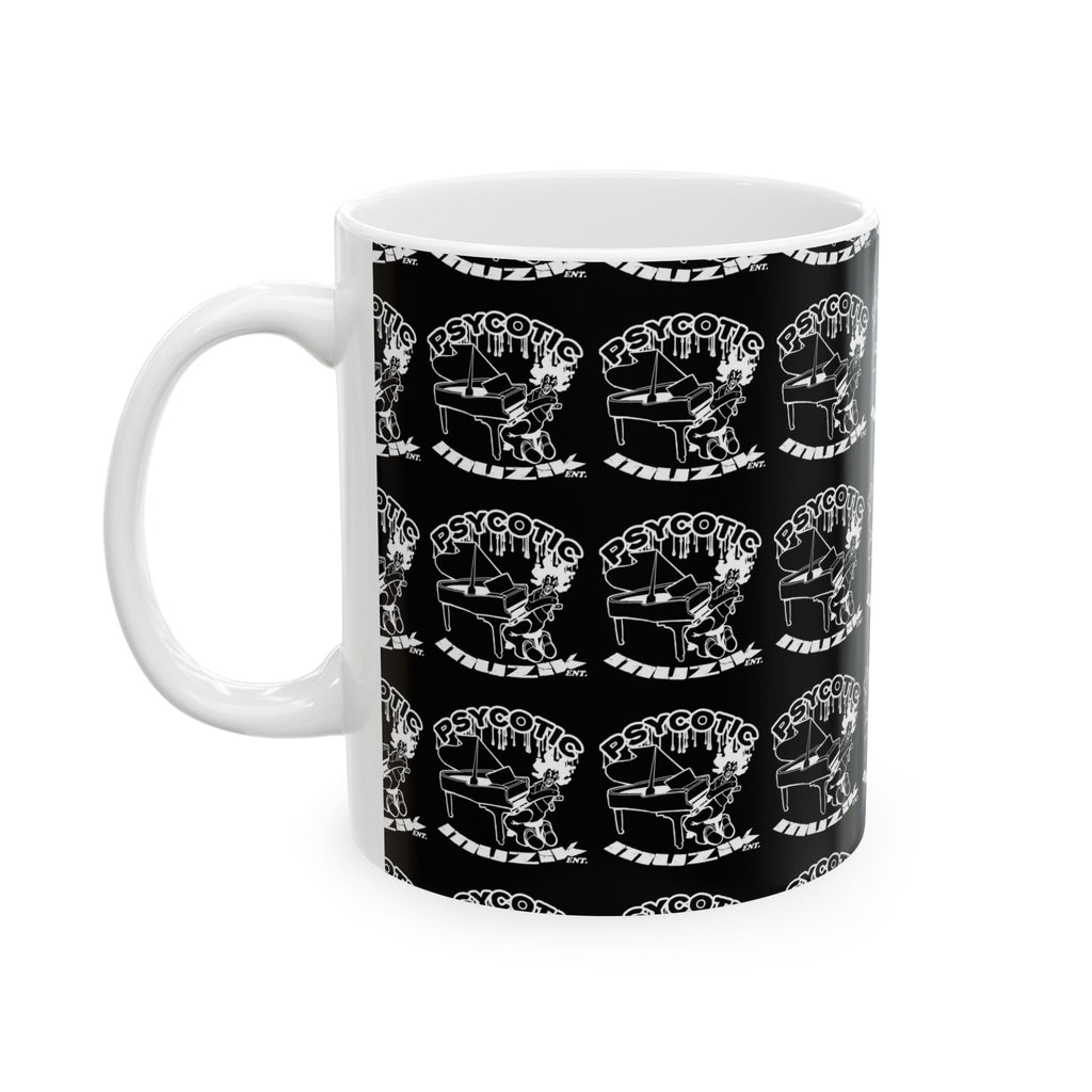 Psycotic Skull Coffee Mug — Black Repeating Logo 11oz/15oz
