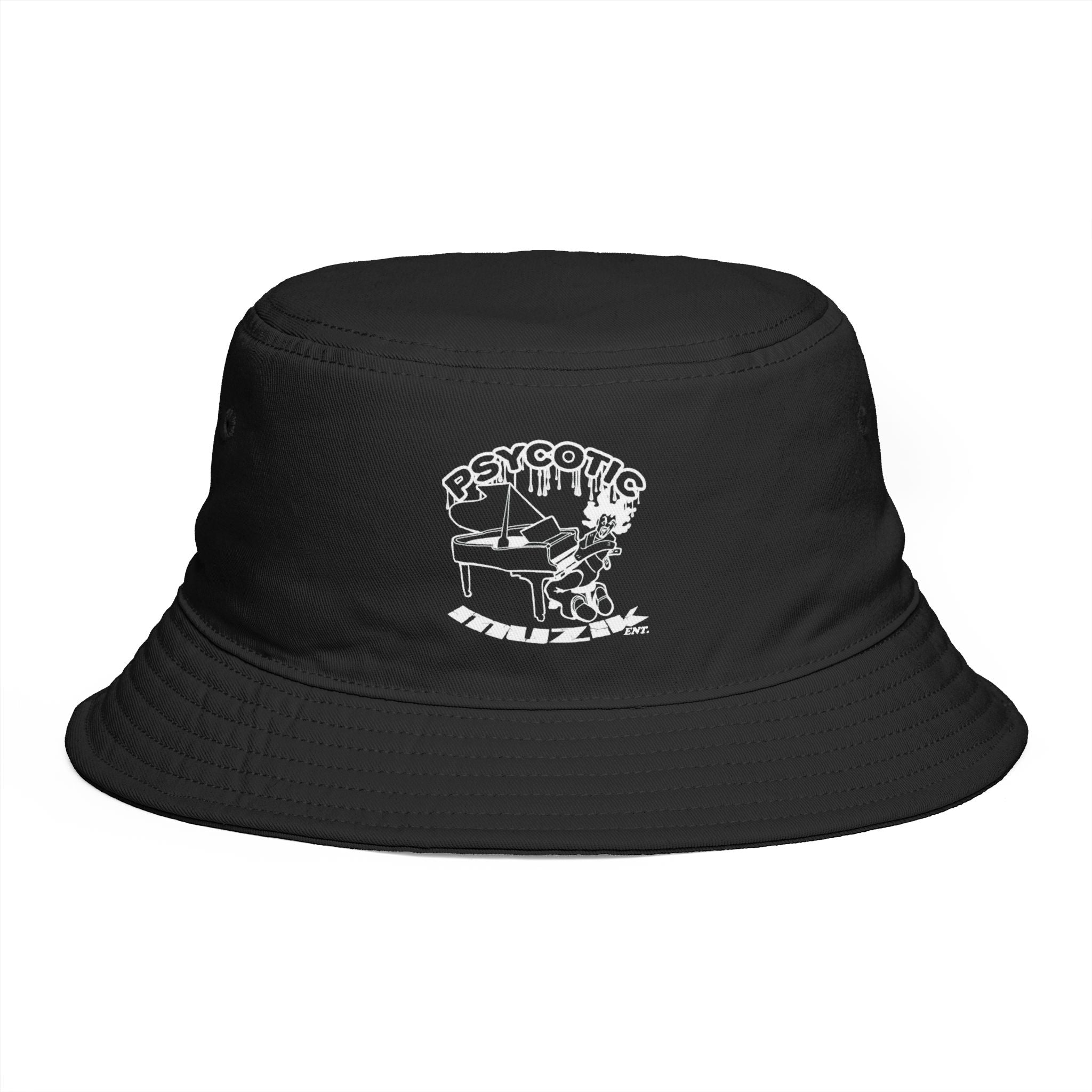 Psycotic Drummer Brown Bucket Hat — Retro Rock Band Graphic Bucket Hat