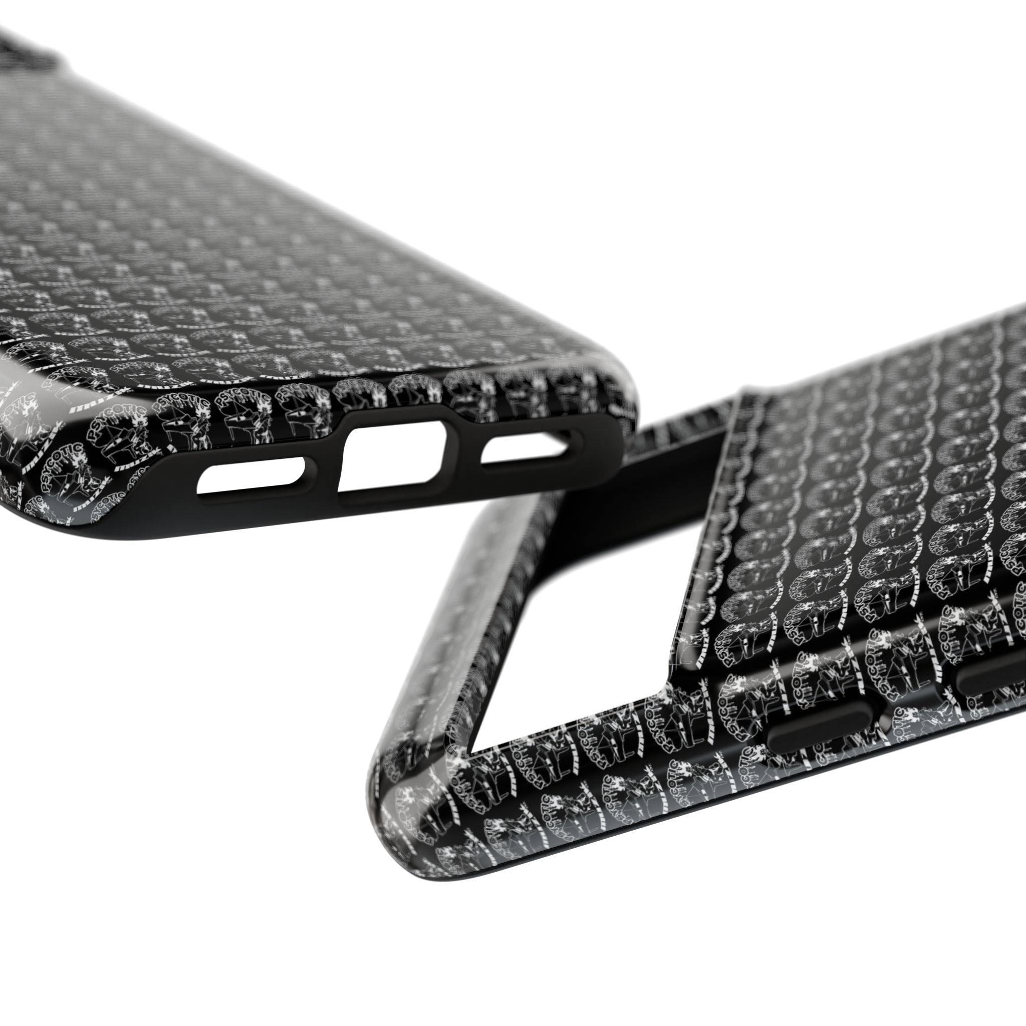 Black Carbon Fiber Texture Tough Phone Case — Rugged Drop Protection