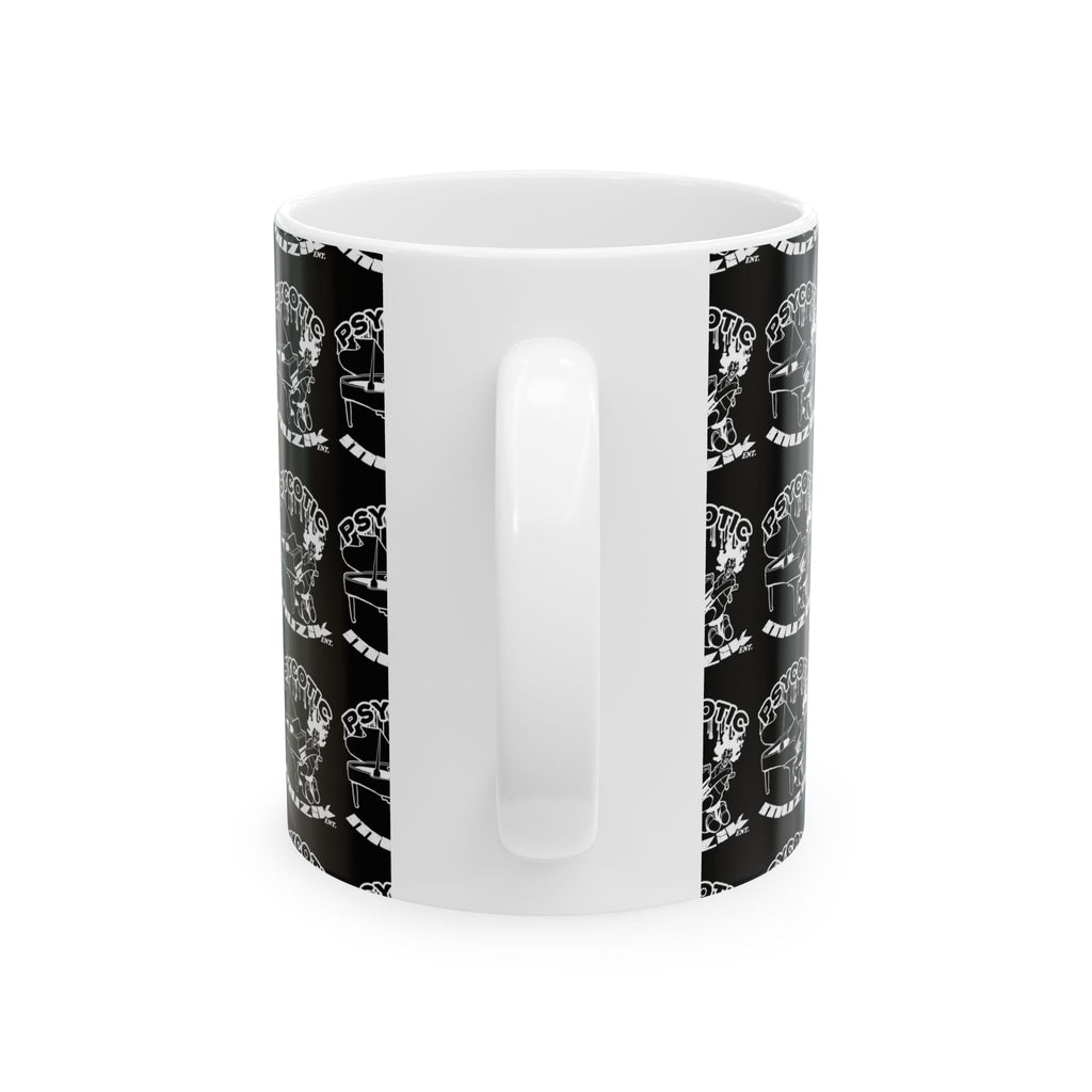 Psycotic Skull Coffee Mug — Black Repeating Logo 11oz/15oz
