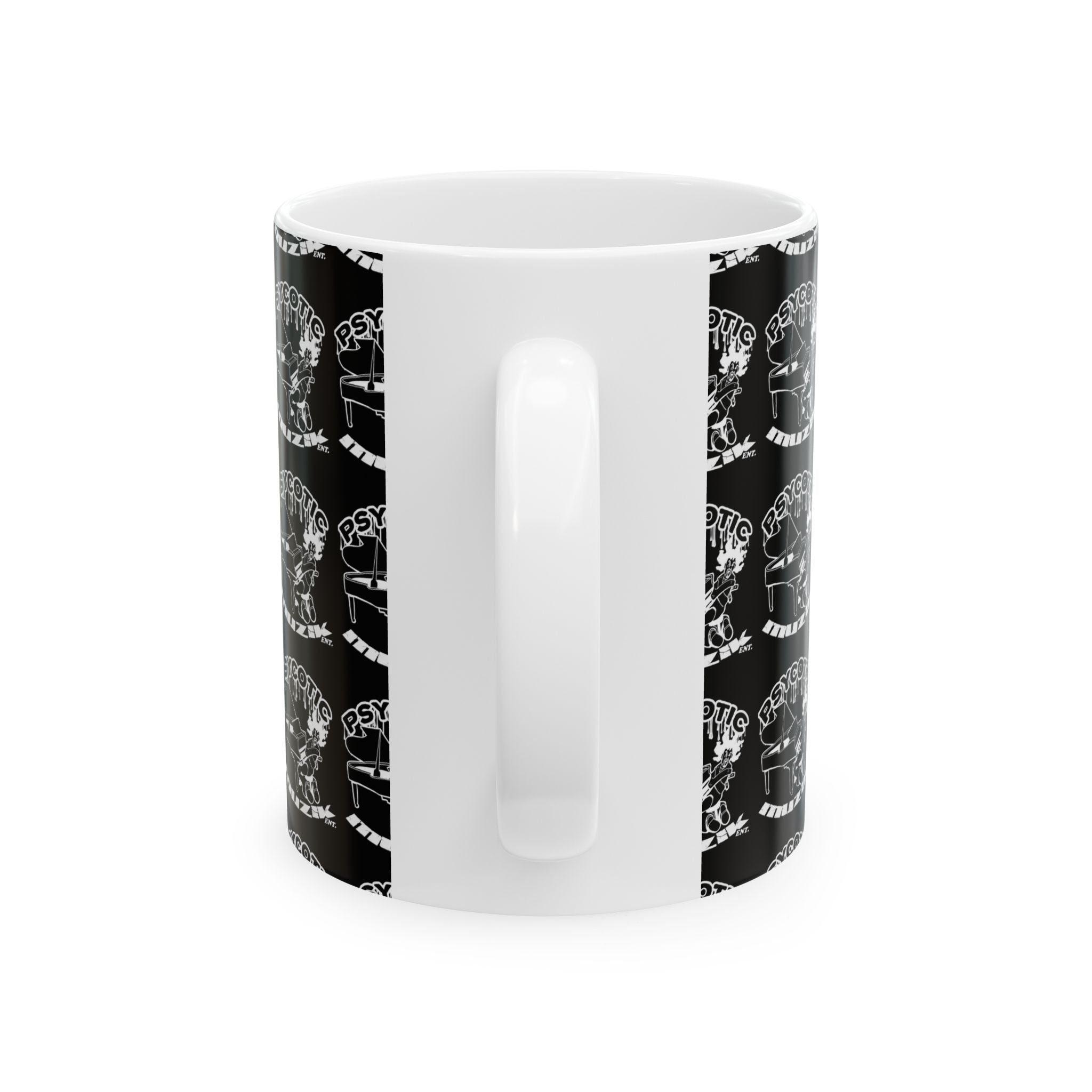 Psycotic Skull Coffee Mug — Black Repeating Logo 11oz/15oz