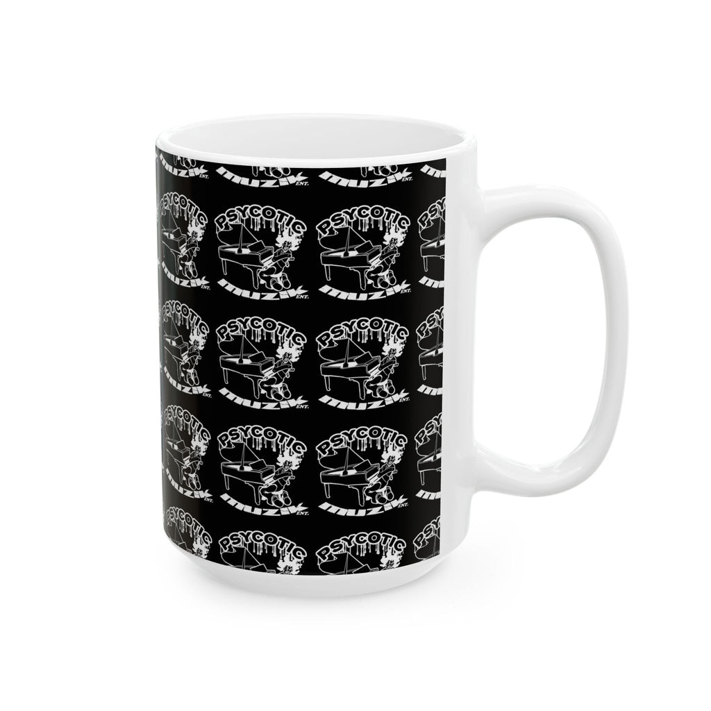 Psycotic Skull Coffee Mug — Black Repeating Logo 11oz/15oz