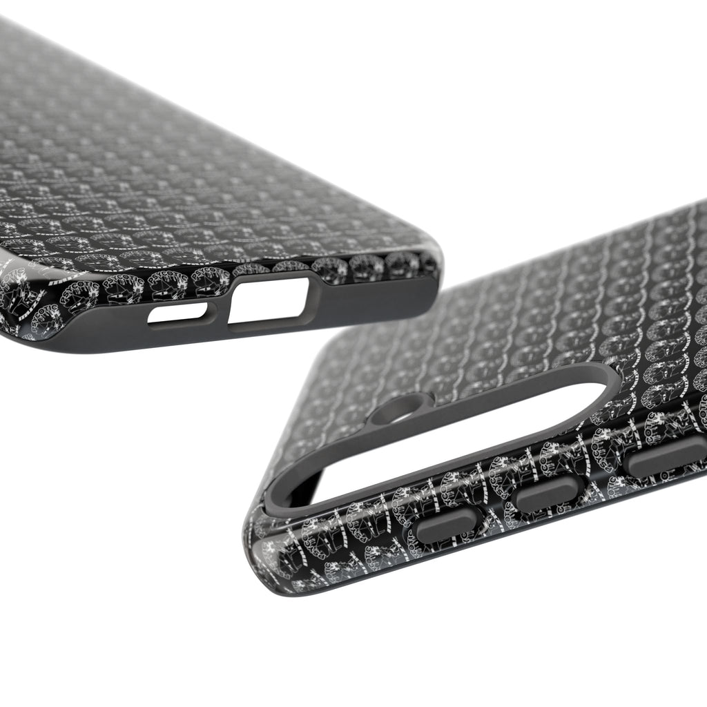 Black Carbon Fiber Texture Tough Phone Case — Rugged Drop Protection