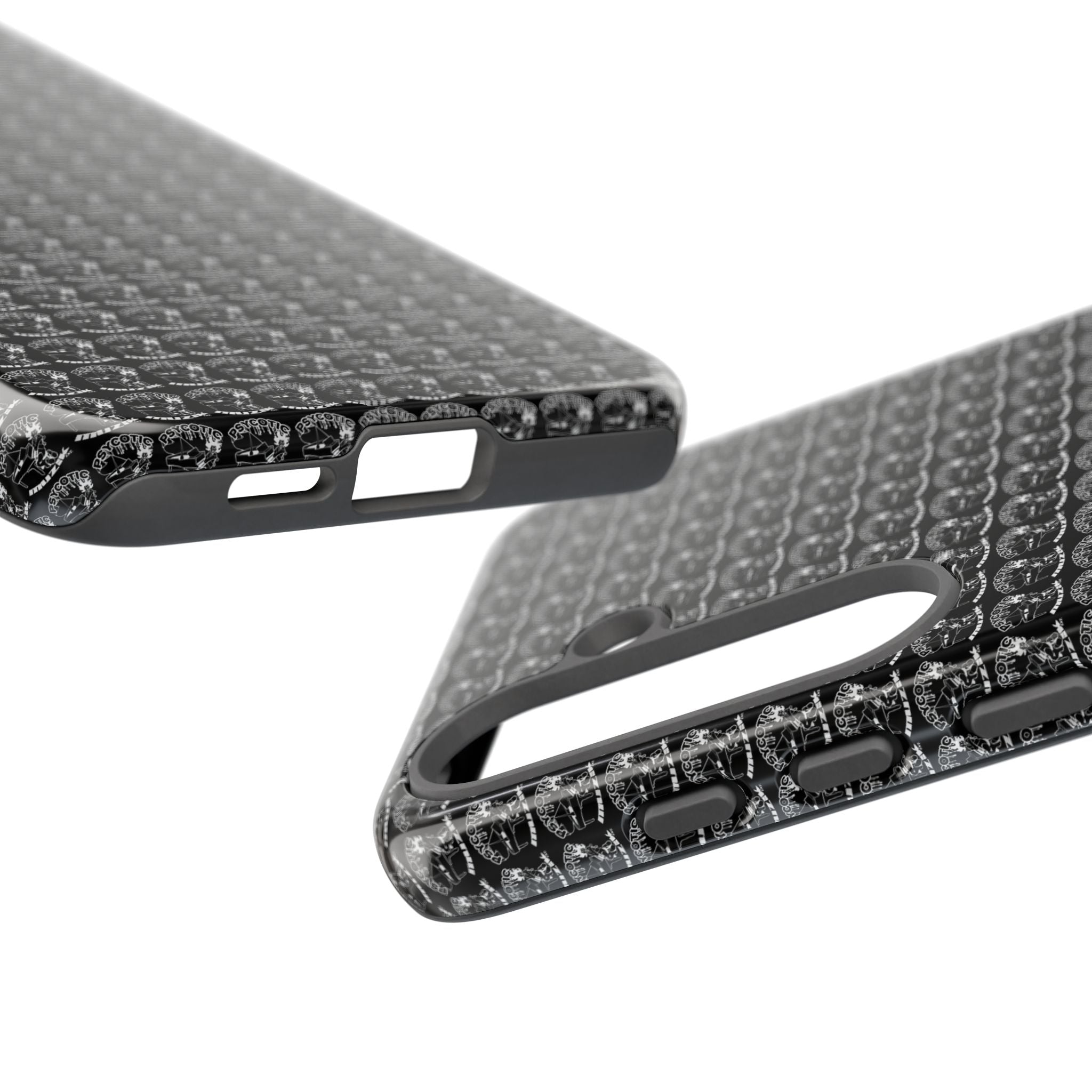 Black Carbon Fiber Texture Tough Phone Case — Rugged Drop Protection