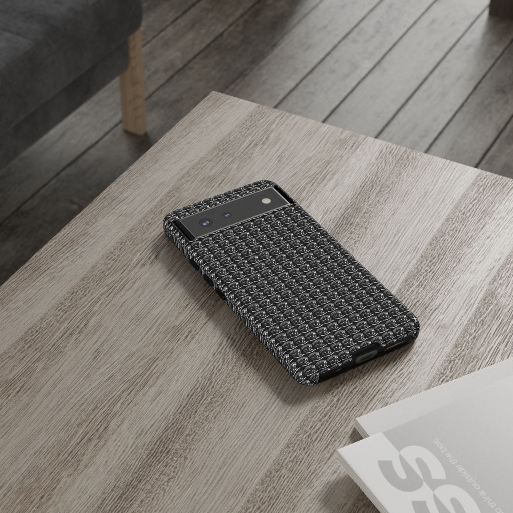 Black Carbon Fiber Texture Tough Phone Case — Rugged Drop Protection