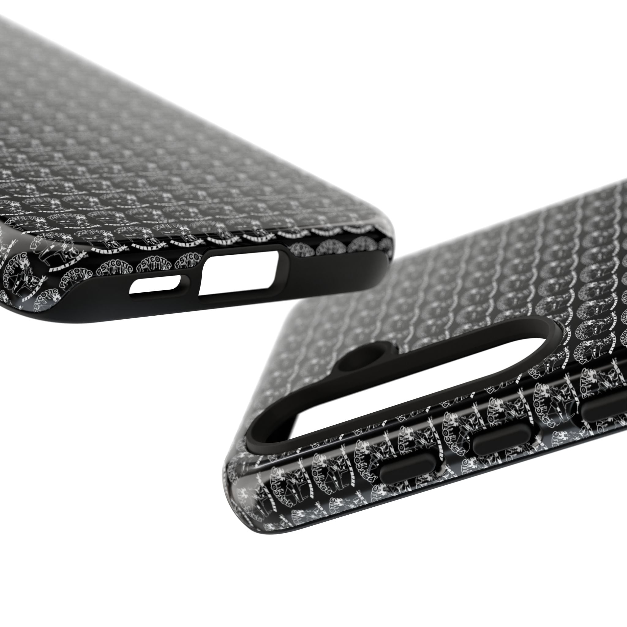 Black Carbon Fiber Texture Tough Phone Case — Rugged Drop Protection