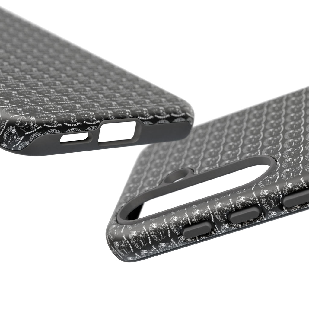 Black Carbon Fiber Texture Tough Phone Case — Rugged Drop Protection