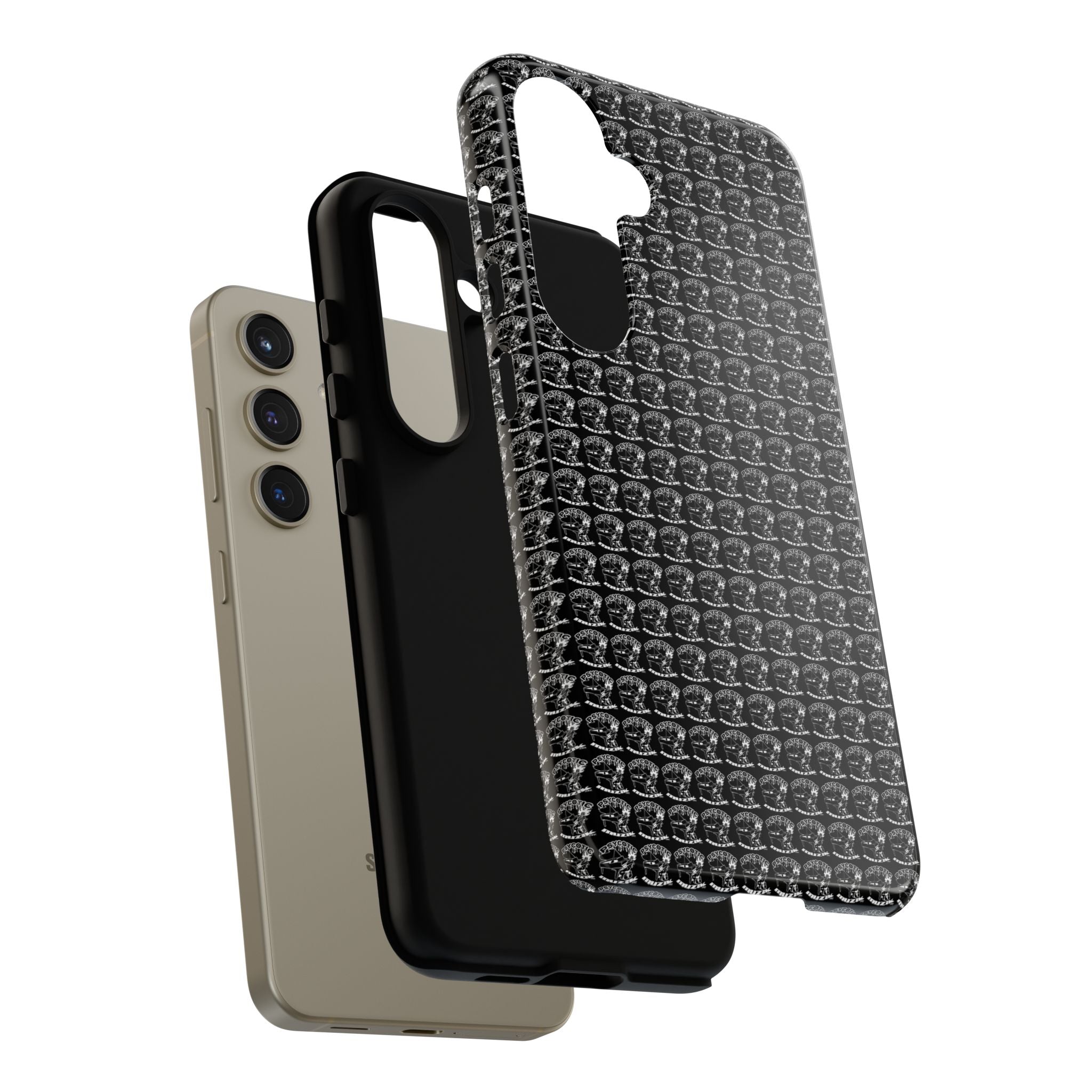 Black Carbon Fiber Texture Tough Phone Case — Rugged Drop Protection