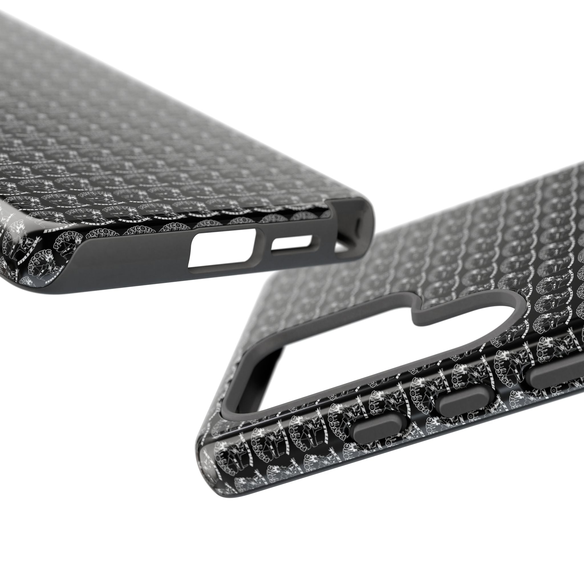 Black Carbon Fiber Texture Tough Phone Case — Rugged Drop Protection