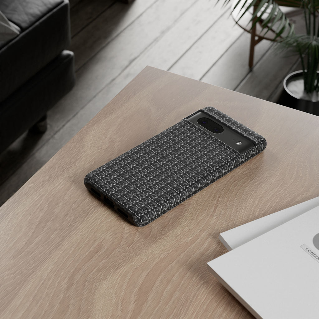 Black Carbon Fiber Texture Tough Phone Case — Rugged Drop Protection