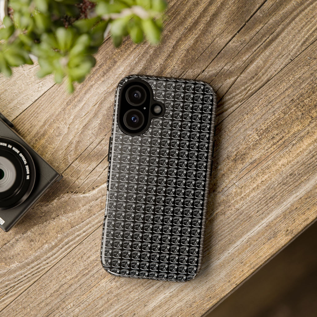 Black Carbon Fiber Texture Tough Phone Case — Rugged Drop Protection