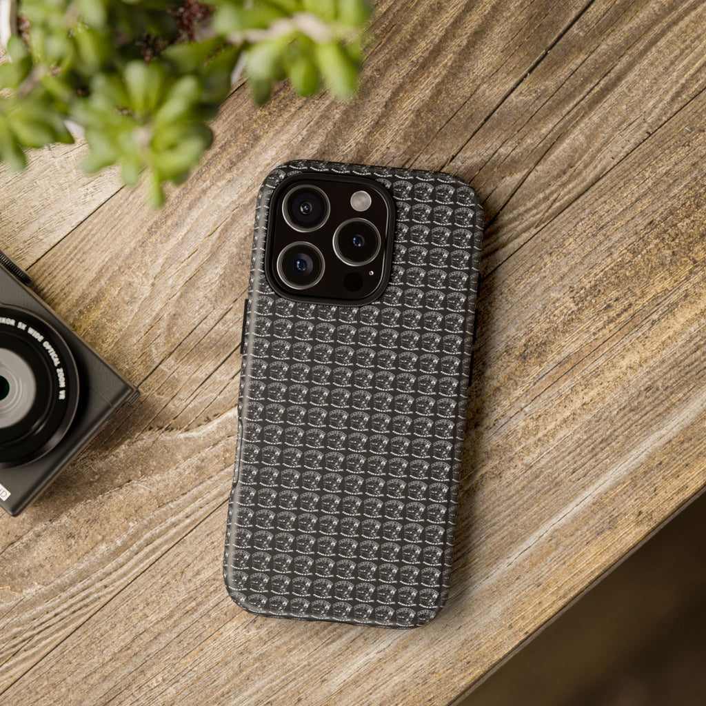 Black Carbon Fiber Texture Tough Phone Case — Rugged Drop Protection