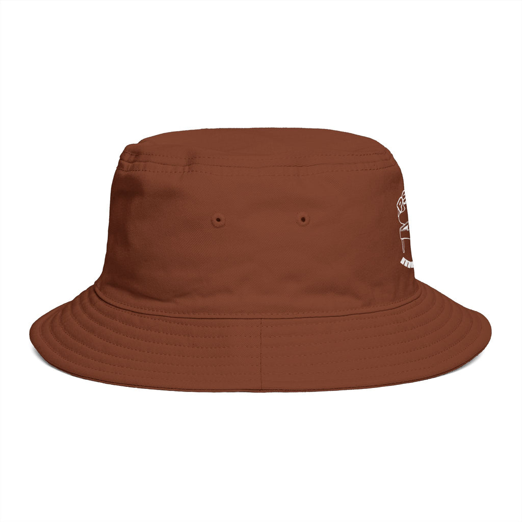 Psycotic Drummer Brown Bucket Hat — Retro Rock Band Graphic Bucket Hat
