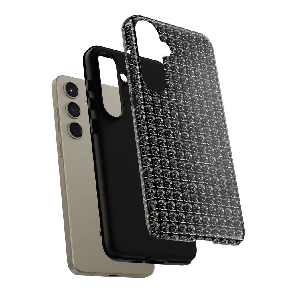 Black Carbon Fiber Texture Tough Phone Case — Rugged Drop Protection
