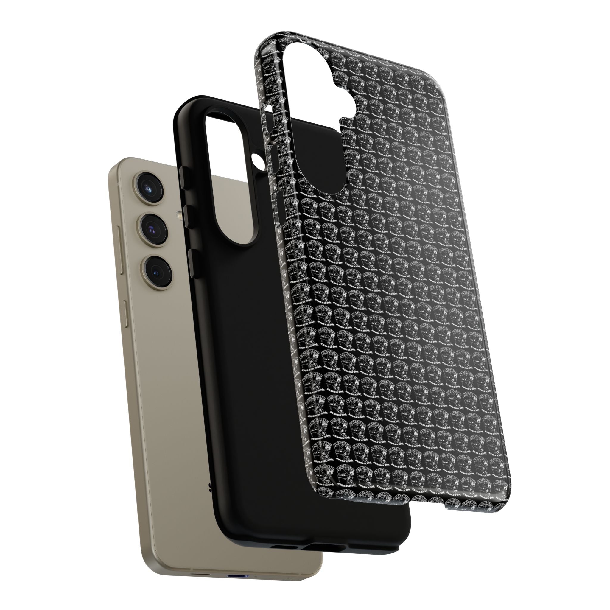 Black Carbon Fiber Texture Tough Phone Case — Rugged Drop Protection
