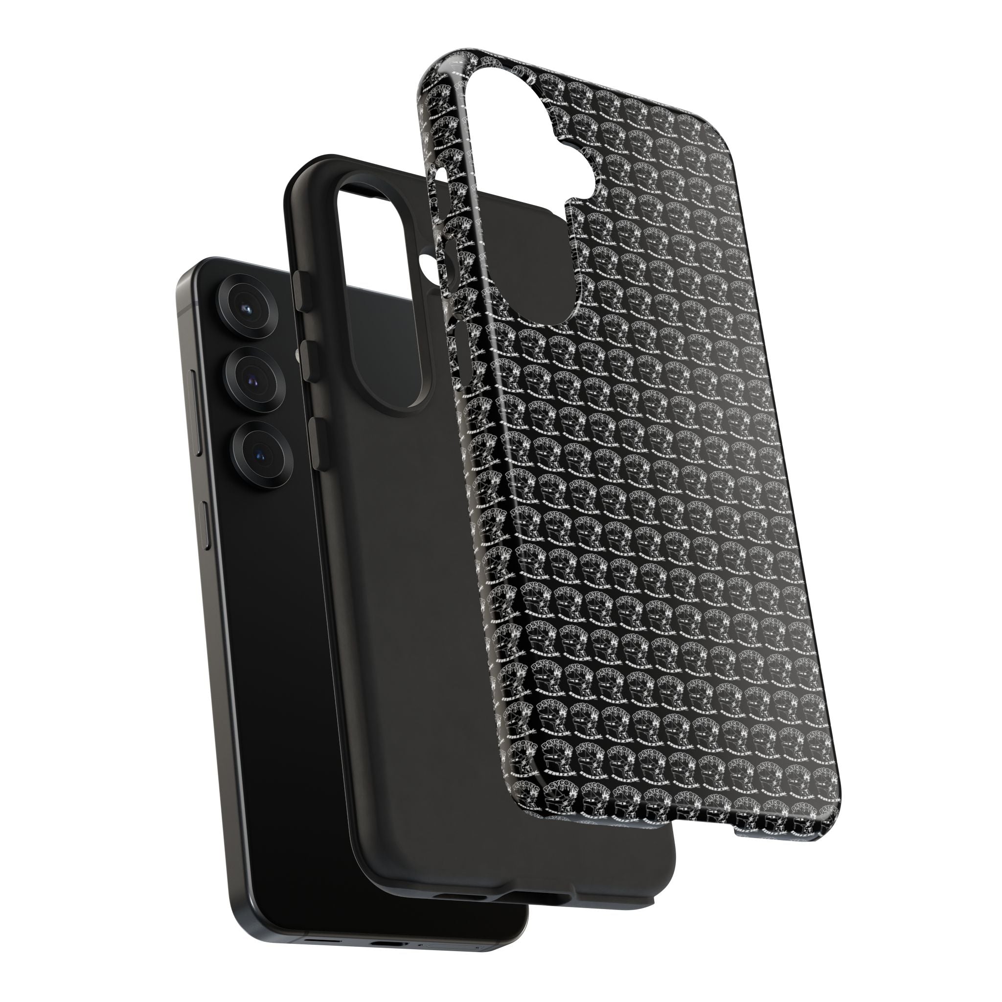 Black Carbon Fiber Texture Tough Phone Case — Rugged Drop Protection