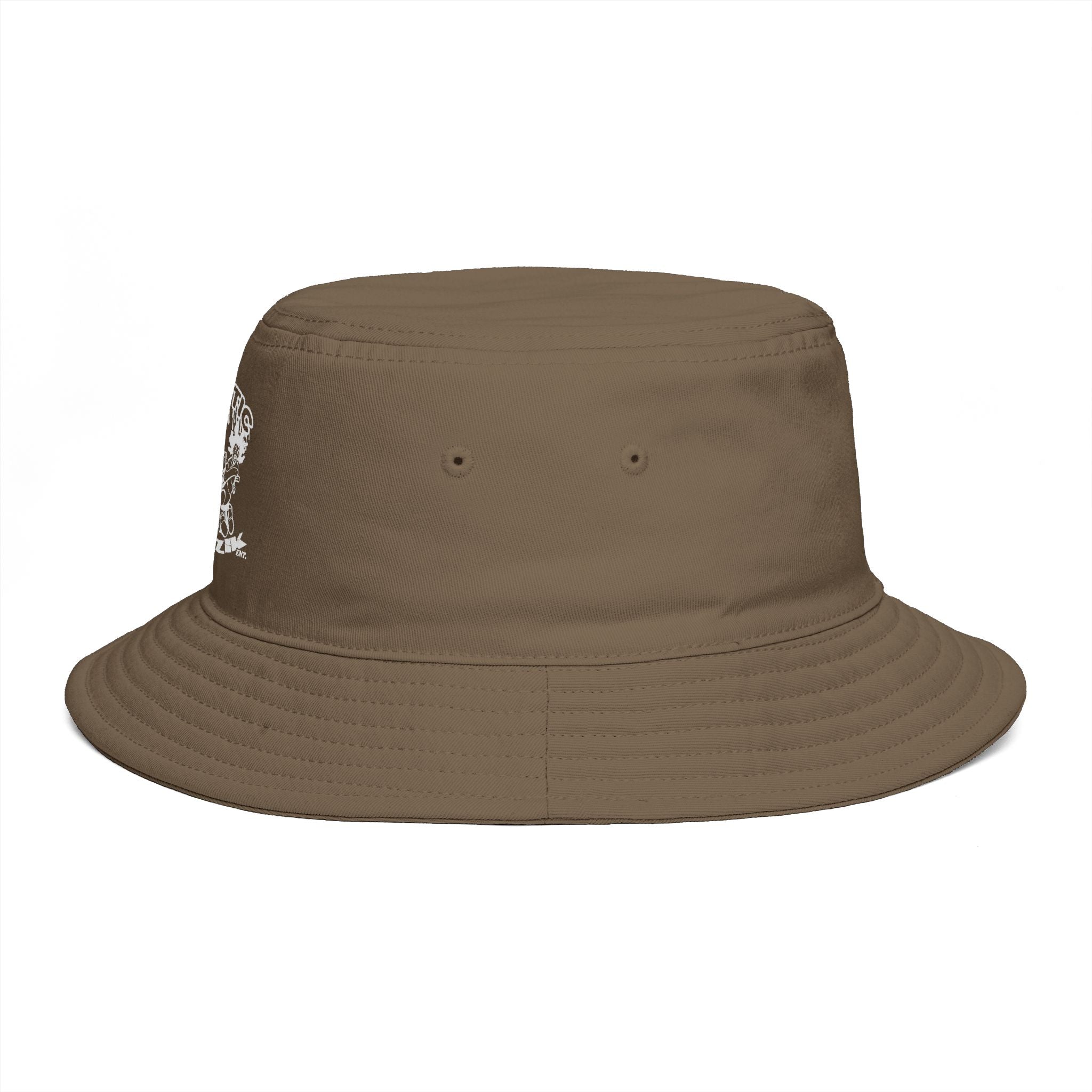Psycotic Drummer Brown Bucket Hat — Retro Rock Band Graphic Bucket Hat