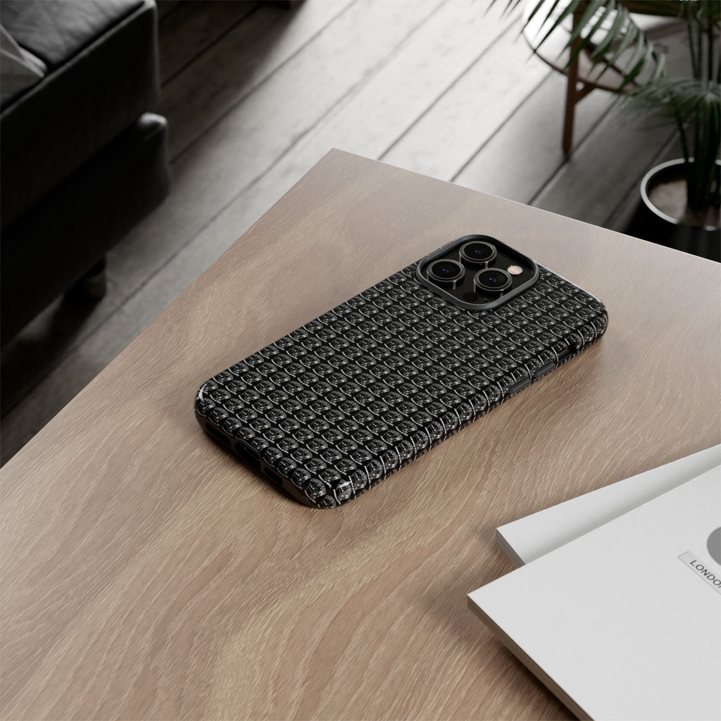 Black Carbon Fiber Texture Tough Phone Case — Rugged Drop Protection
