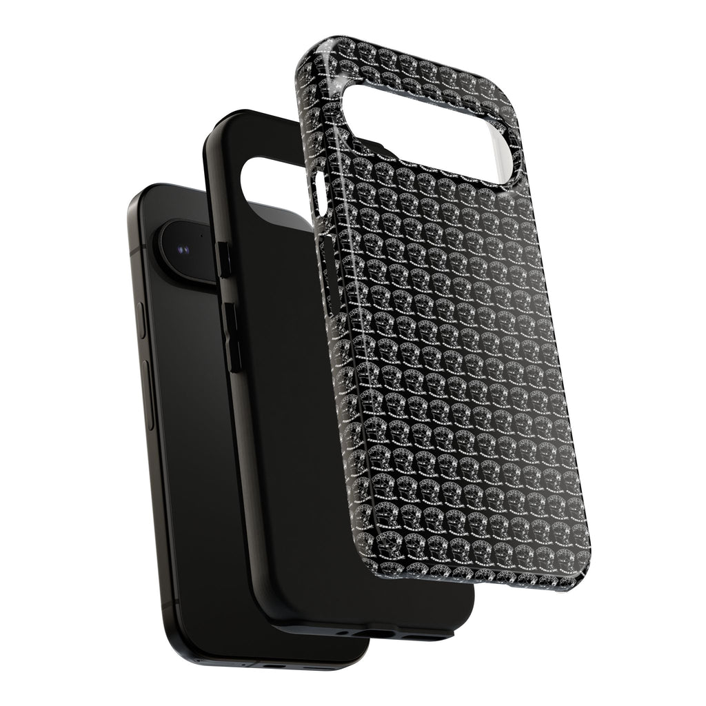 Black Carbon Fiber Texture Tough Phone Case — Rugged Drop Protection