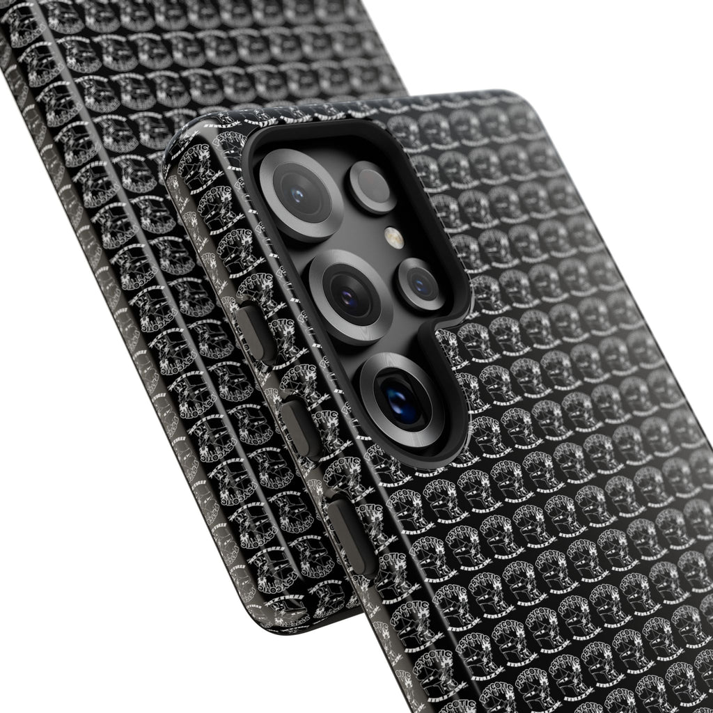Black Carbon Fiber Texture Tough Phone Case — Rugged Drop Protection