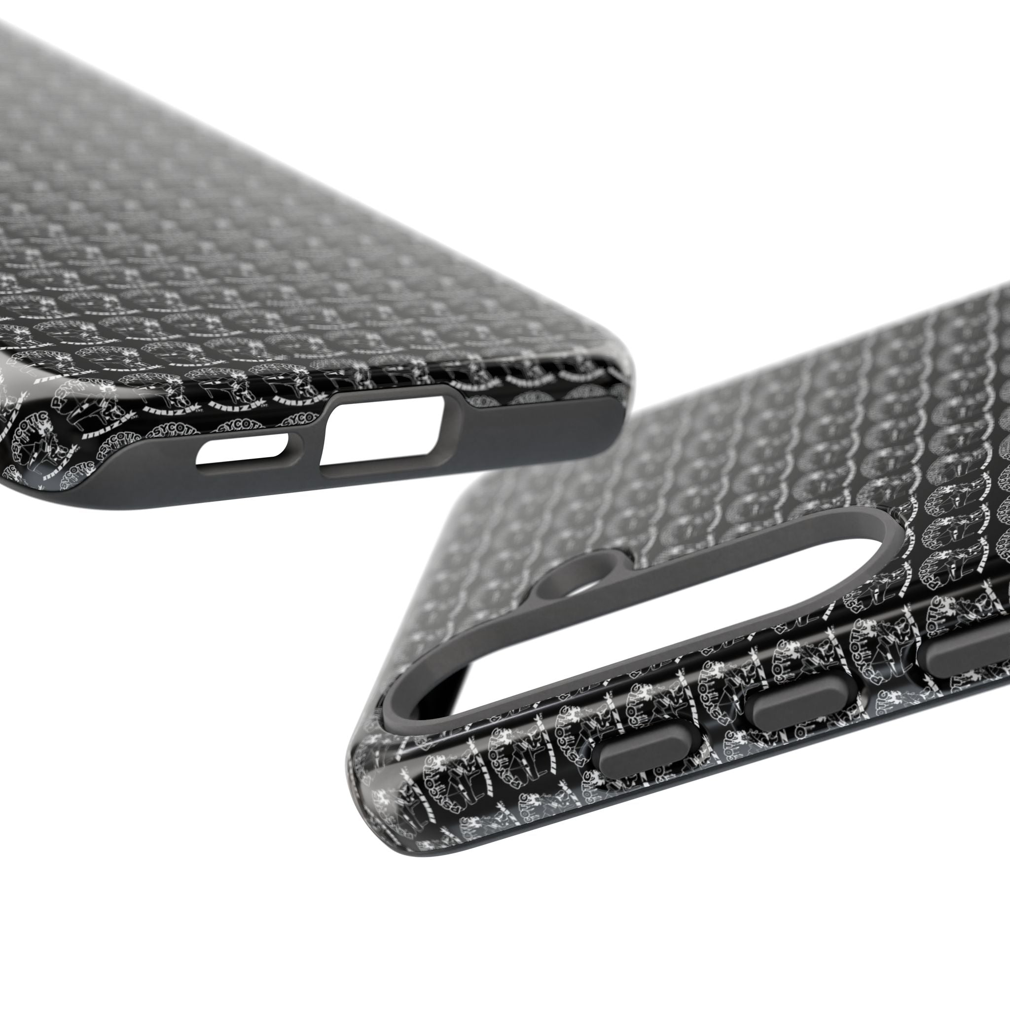 Black Carbon Fiber Texture Tough Phone Case — Rugged Drop Protection