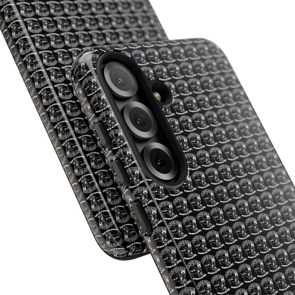 Black Carbon Fiber Texture Tough Phone Case — Rugged Drop Protection