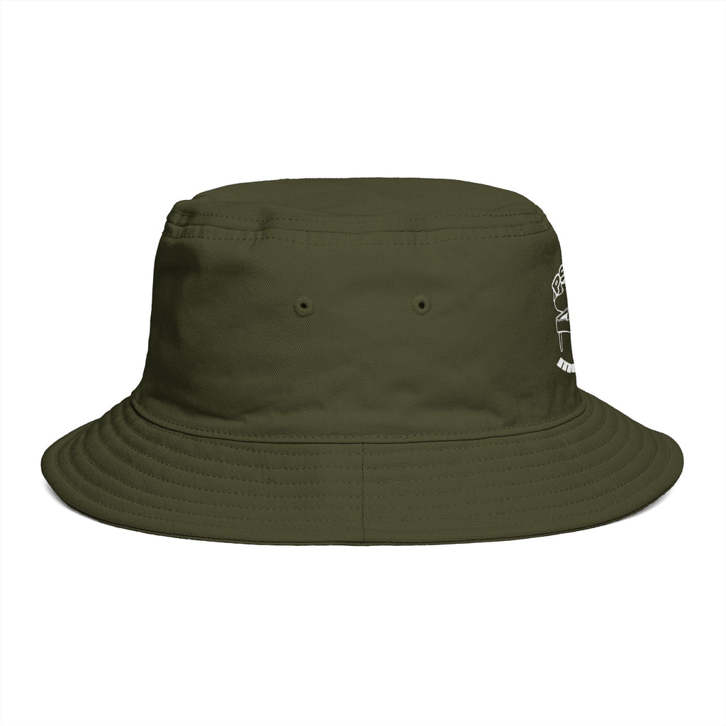 Psycotic Drummer Brown Bucket Hat — Retro Rock Band Graphic Bucket Hat