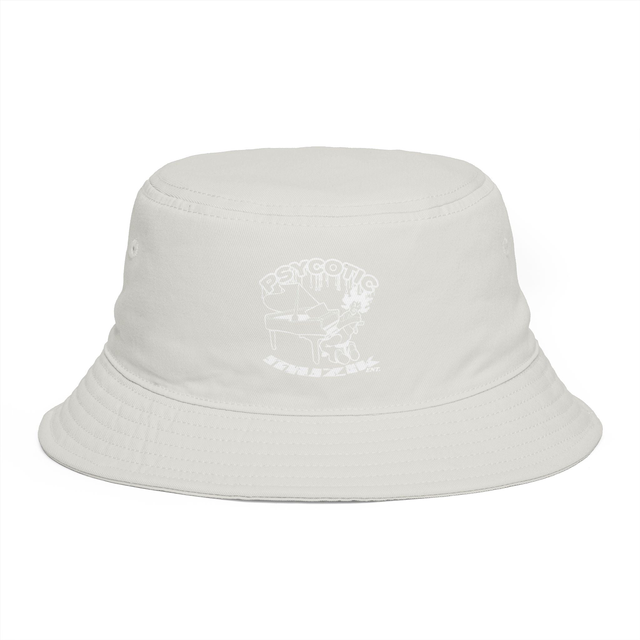 Psycotic Drummer Brown Bucket Hat — Retro Rock Band Graphic Bucket Hat