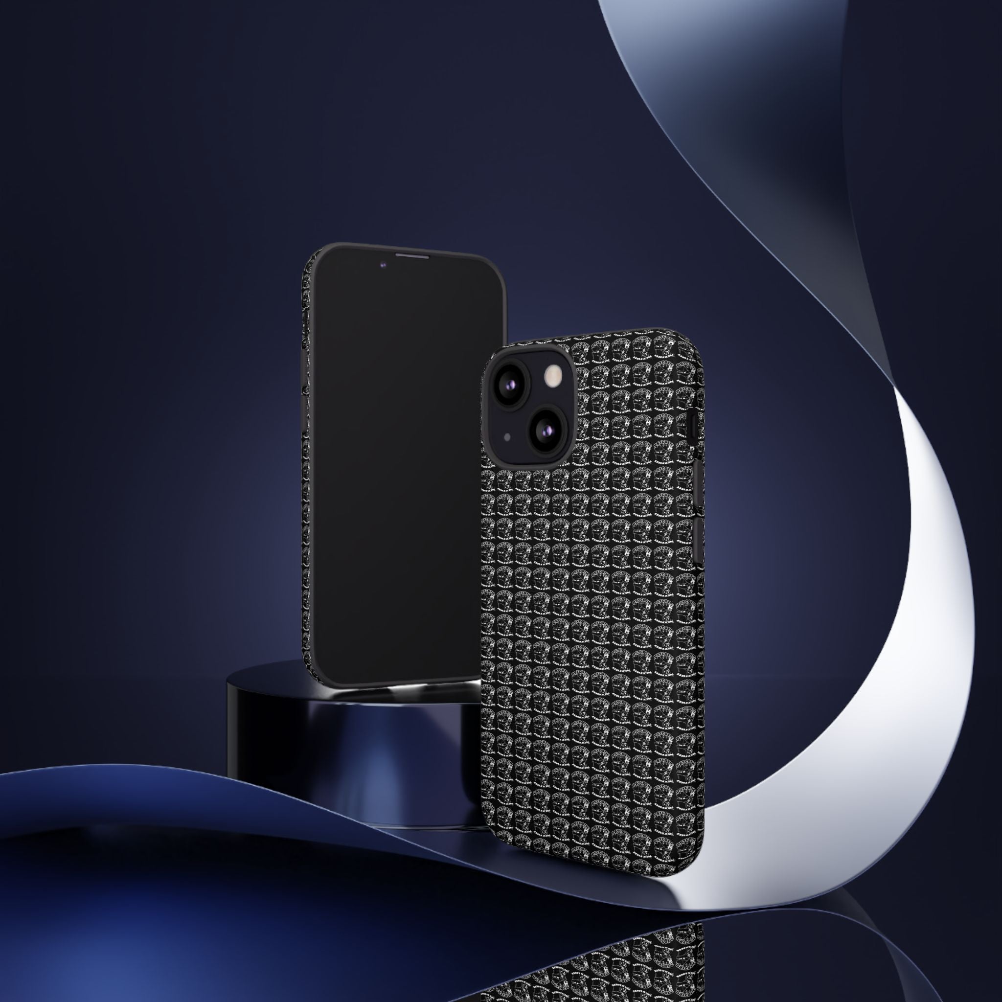 Black Carbon Fiber Texture Tough Phone Case — Rugged Drop Protection