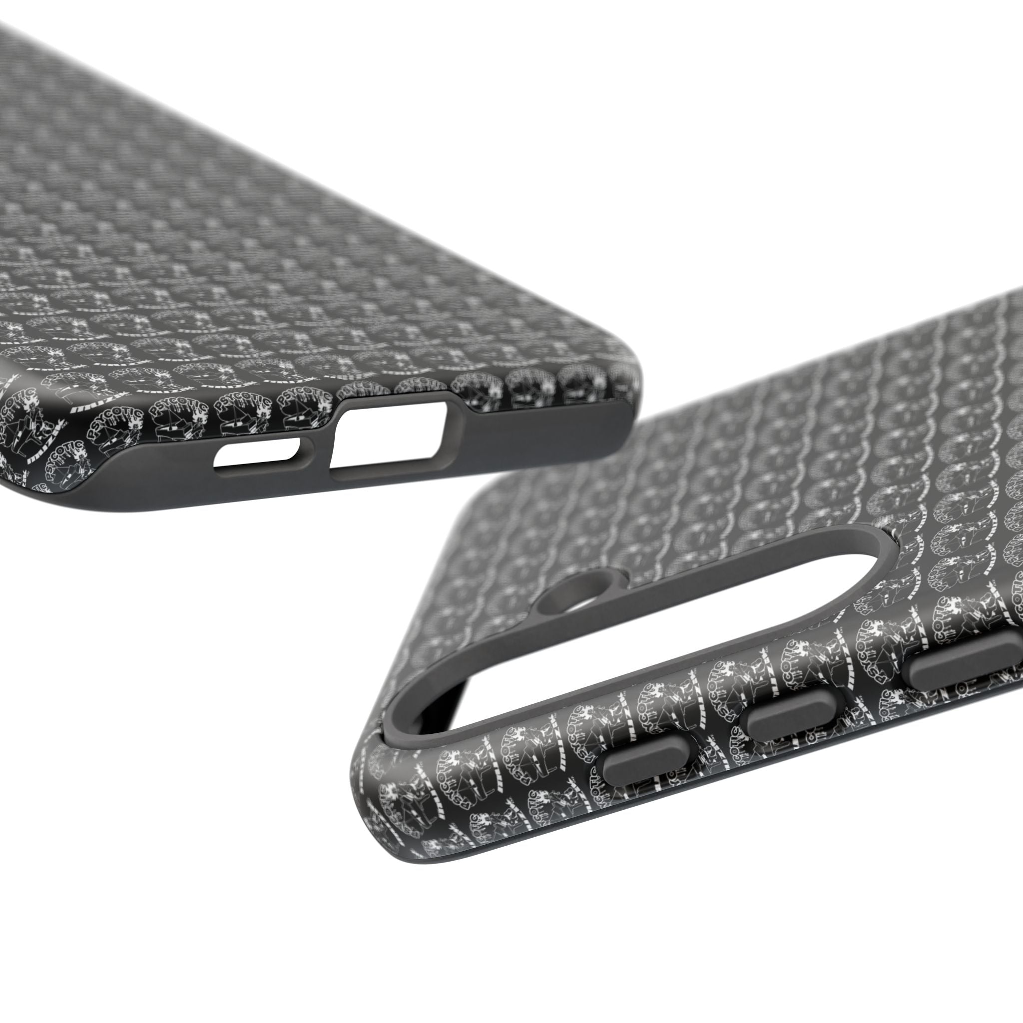 Black Carbon Fiber Texture Tough Phone Case — Rugged Drop Protection
