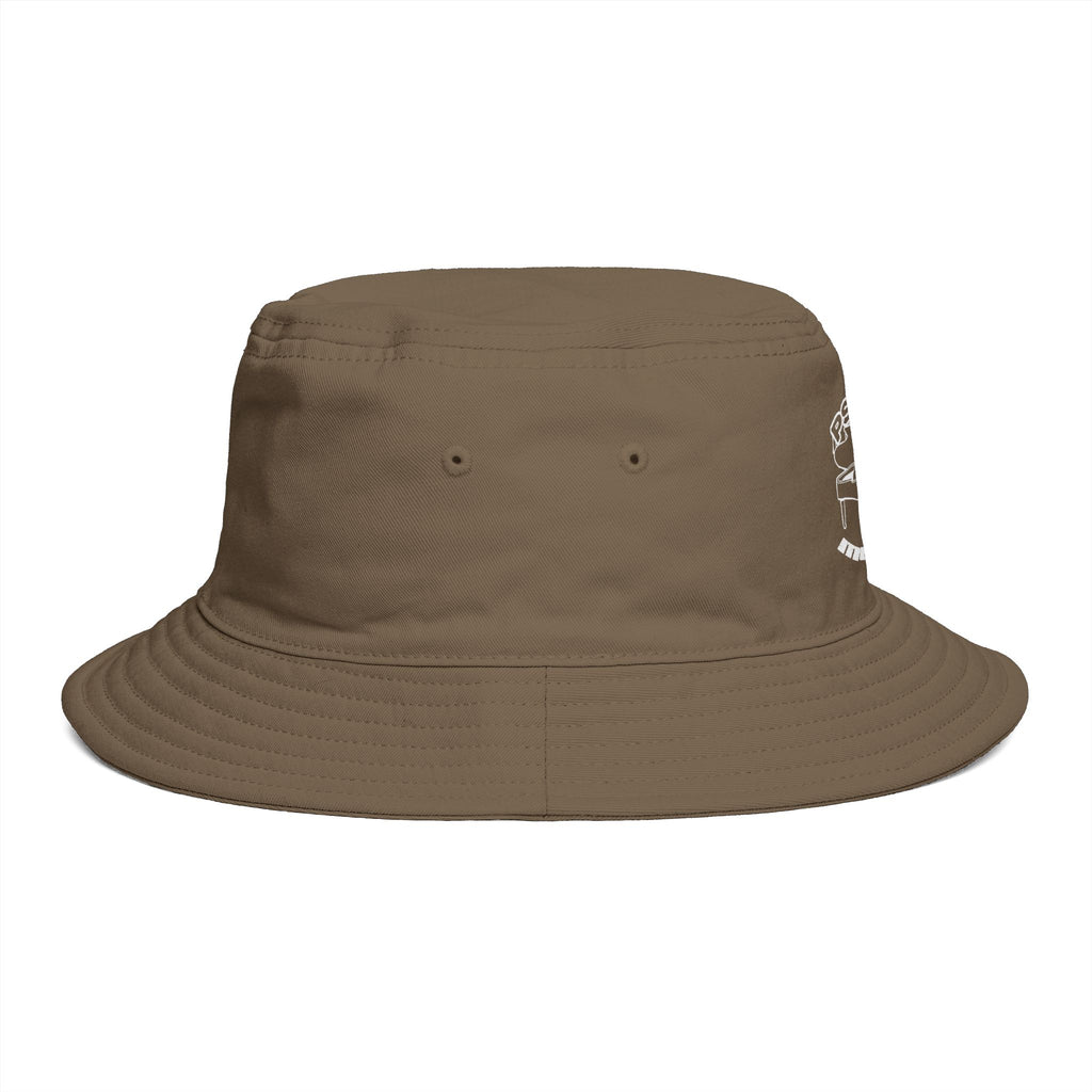 Psycotic Drummer Brown Bucket Hat — Retro Rock Band Graphic Bucket Hat