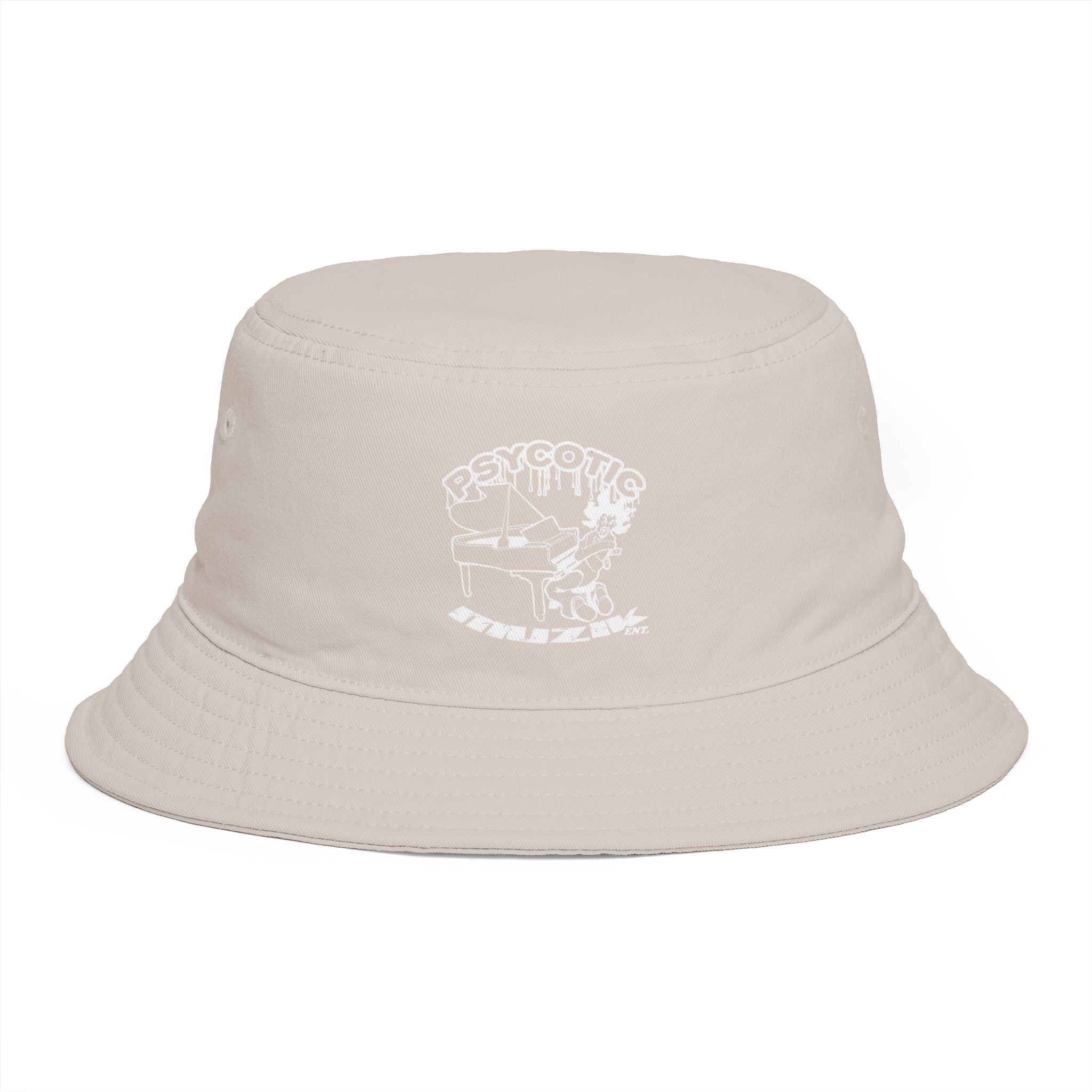 Psycotic Drummer Brown Bucket Hat — Retro Rock Band Graphic Bucket Hat
