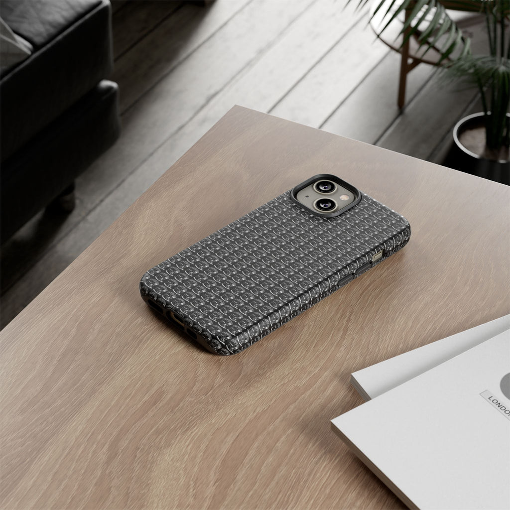 Black Carbon Fiber Texture Tough Phone Case — Rugged Drop Protection