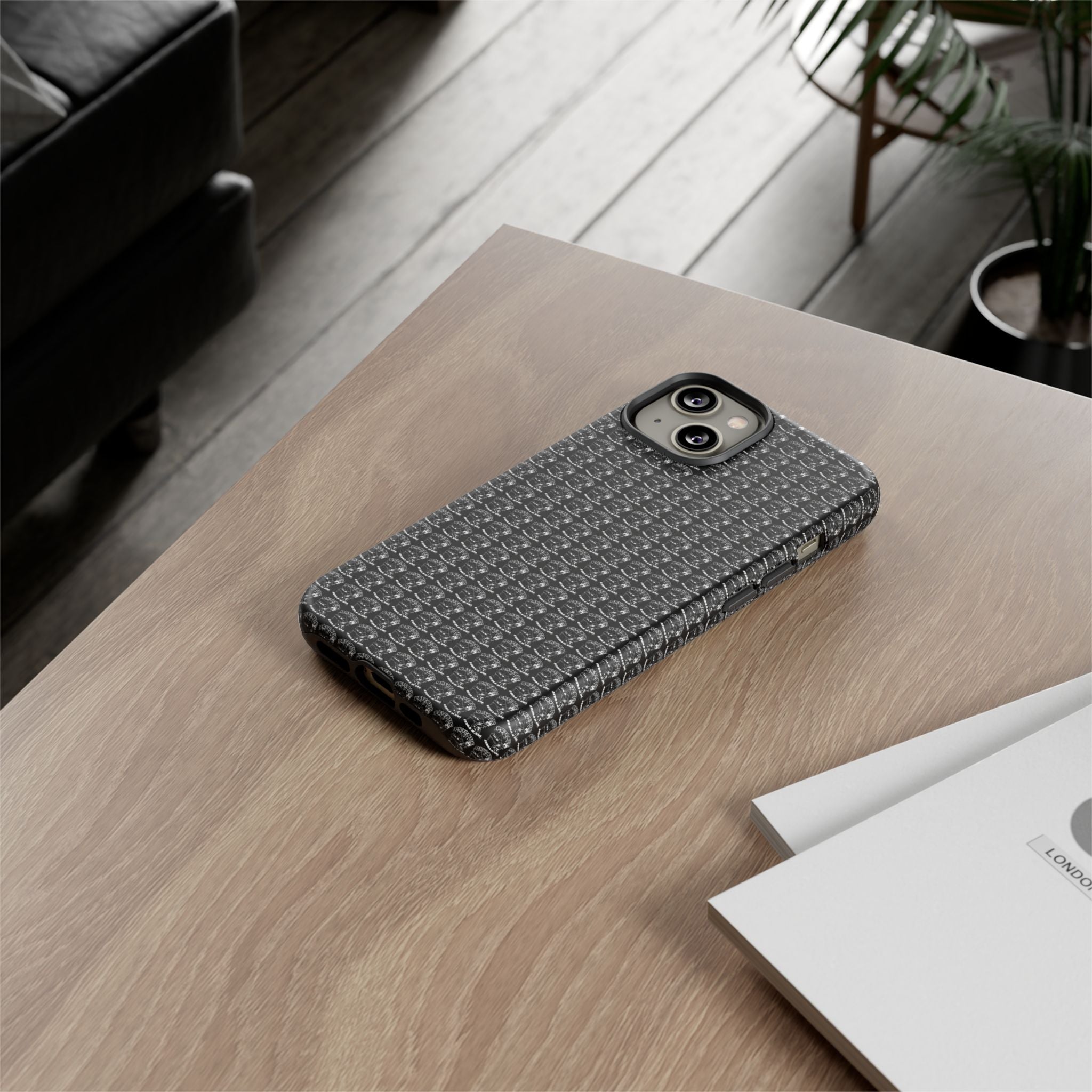 Black Carbon Fiber Texture Tough Phone Case — Rugged Drop Protection