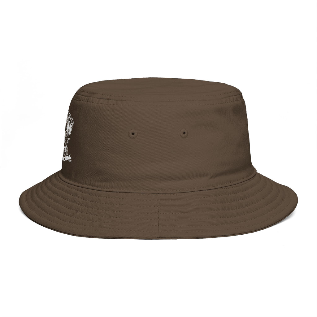 Psycotic Drummer Brown Bucket Hat — Retro Rock Band Graphic Bucket Hat