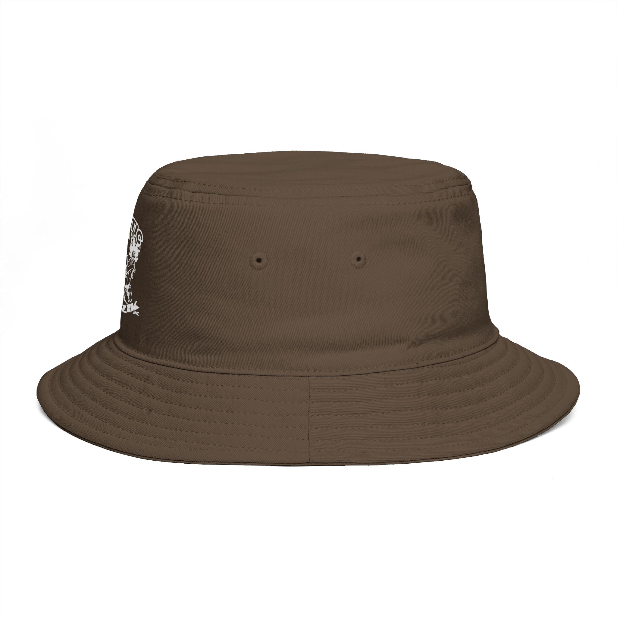 Psycotic Drummer Brown Bucket Hat — Retro Rock Band Graphic Bucket Hat