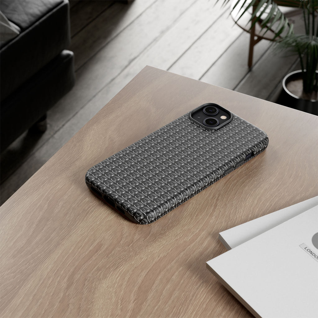 Black Carbon Fiber Texture Tough Phone Case — Rugged Drop Protection