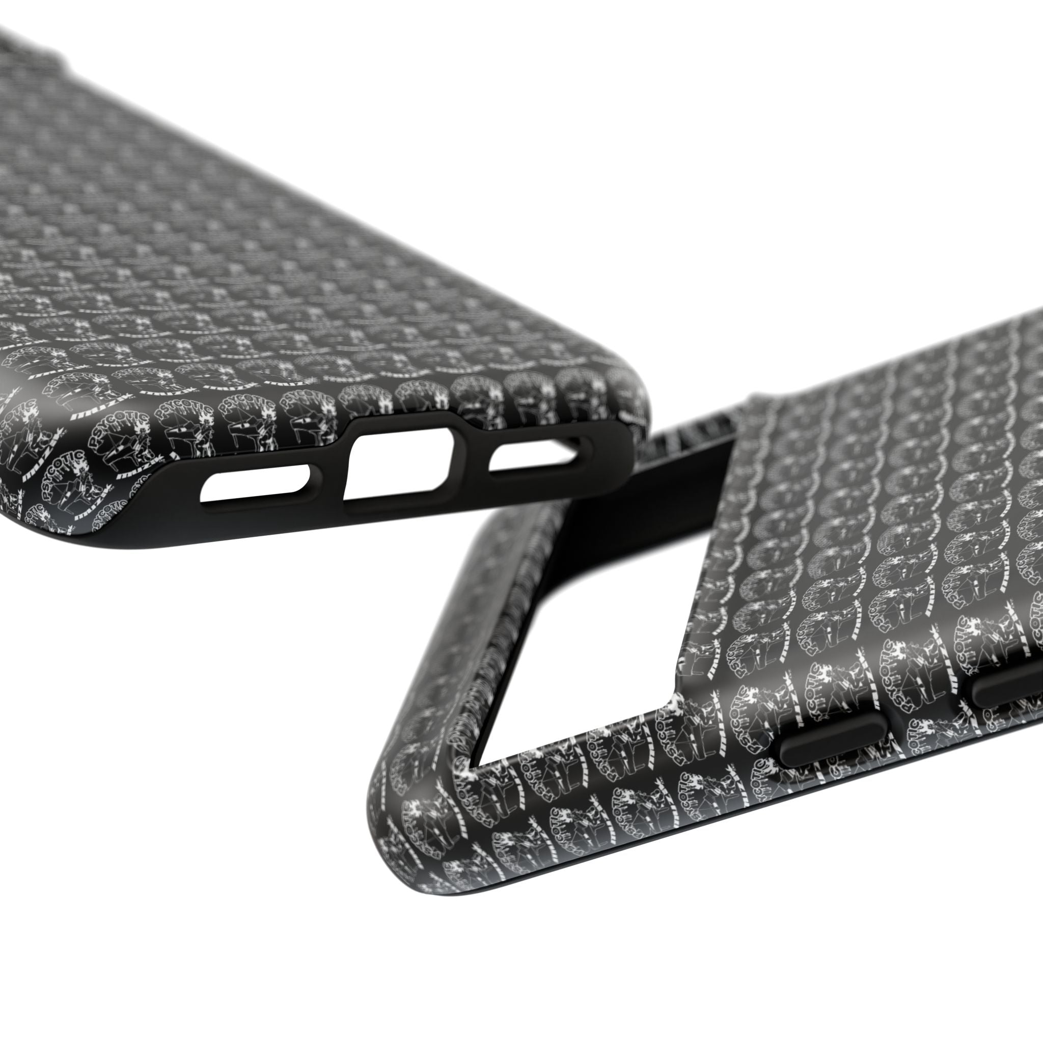 Black Carbon Fiber Texture Tough Phone Case — Rugged Drop Protection