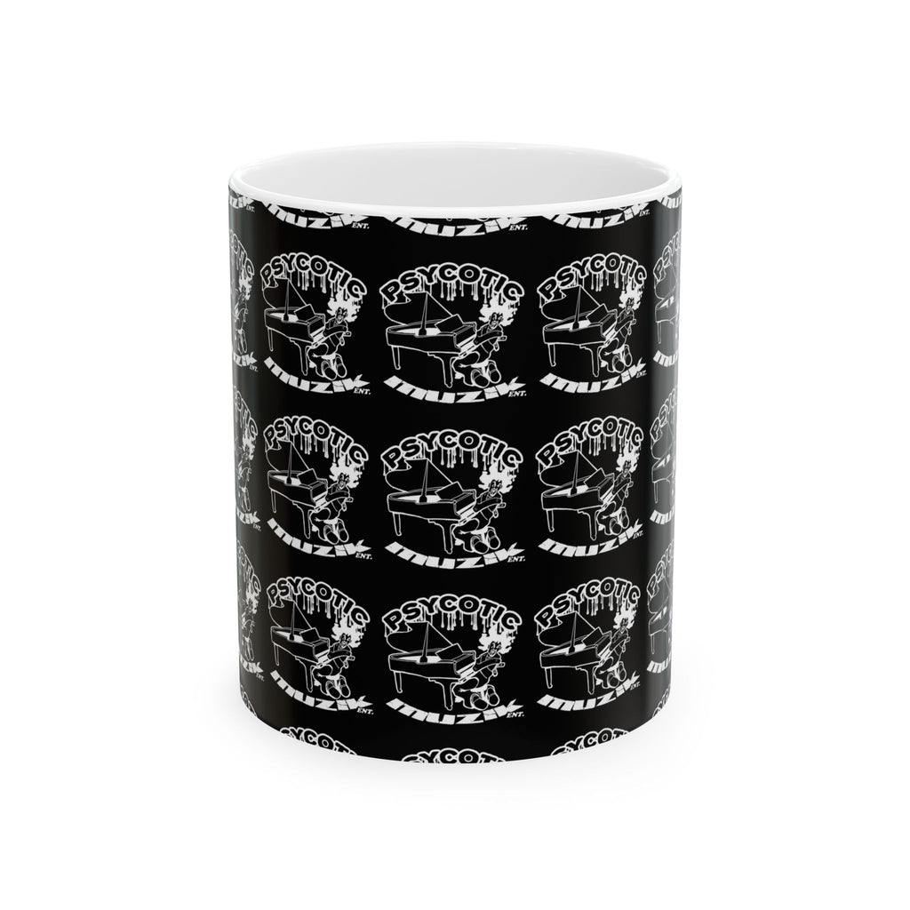 Psycotic Skull Coffee Mug — Black Repeating Logo 11oz/15oz