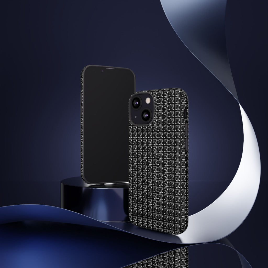 Black Carbon Fiber Texture Tough Phone Case — Rugged Drop Protection