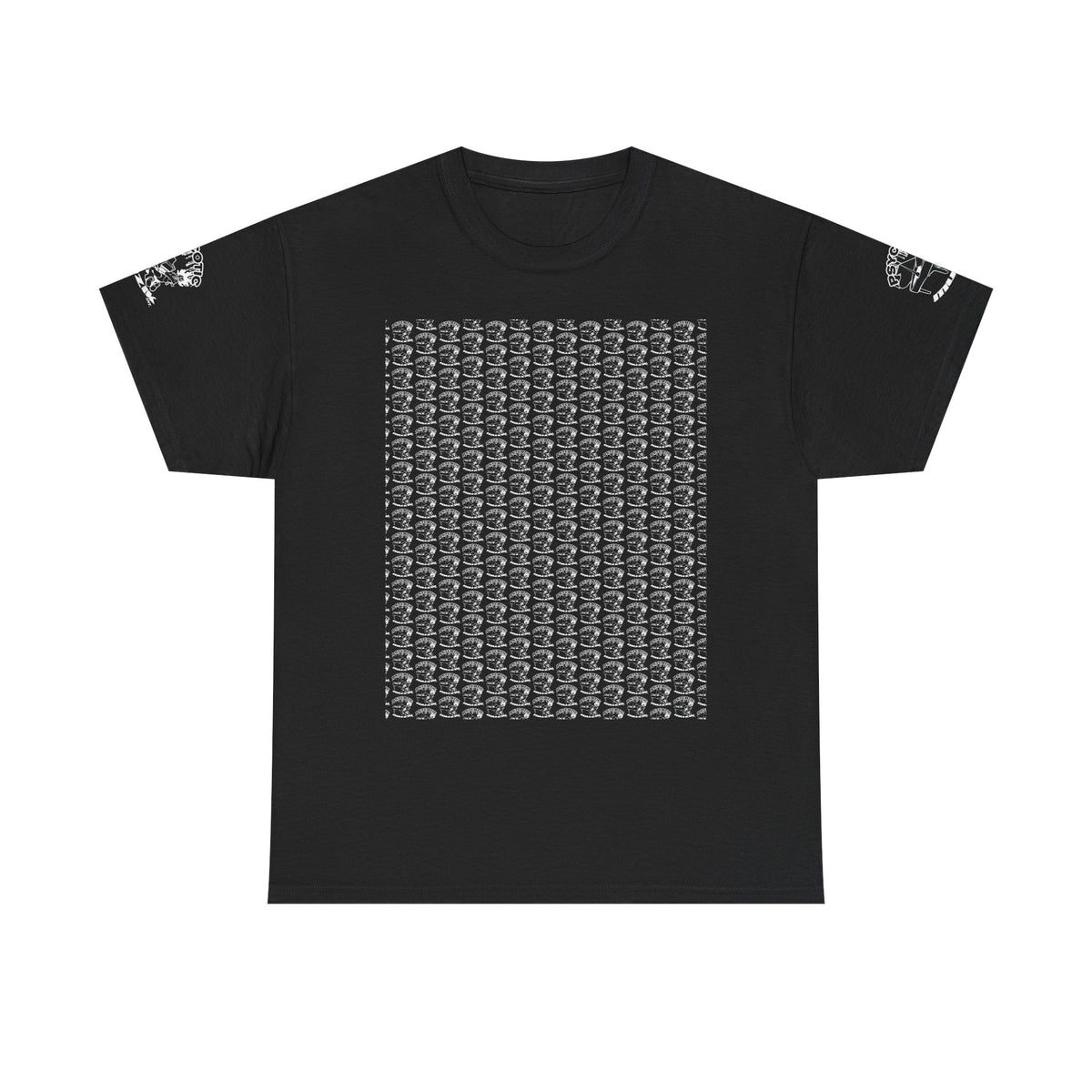 Skull Repeat Pattern T-Shirt — Gothic Grunge Graphic Tee