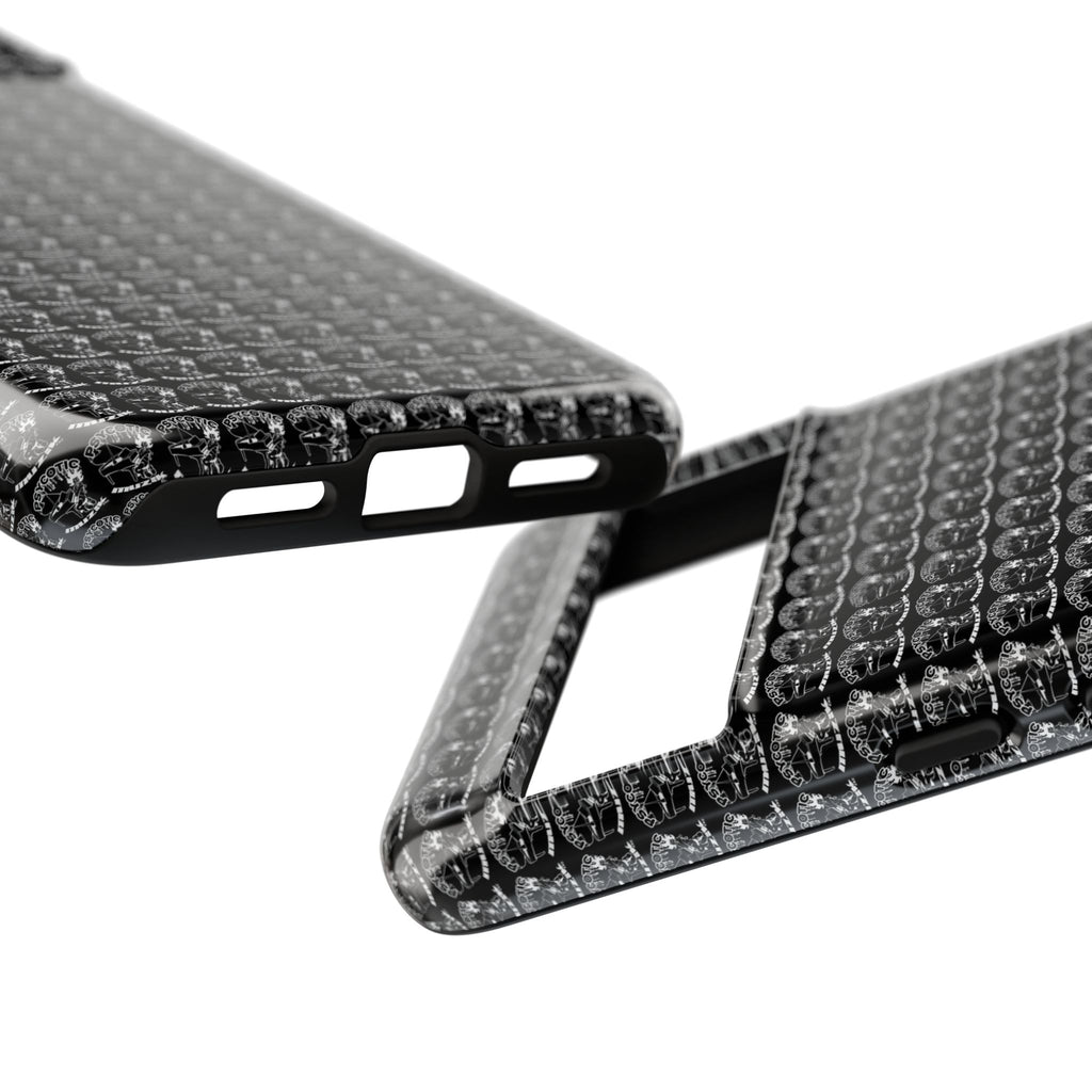 Black Carbon Fiber Texture Tough Phone Case — Rugged Drop Protection