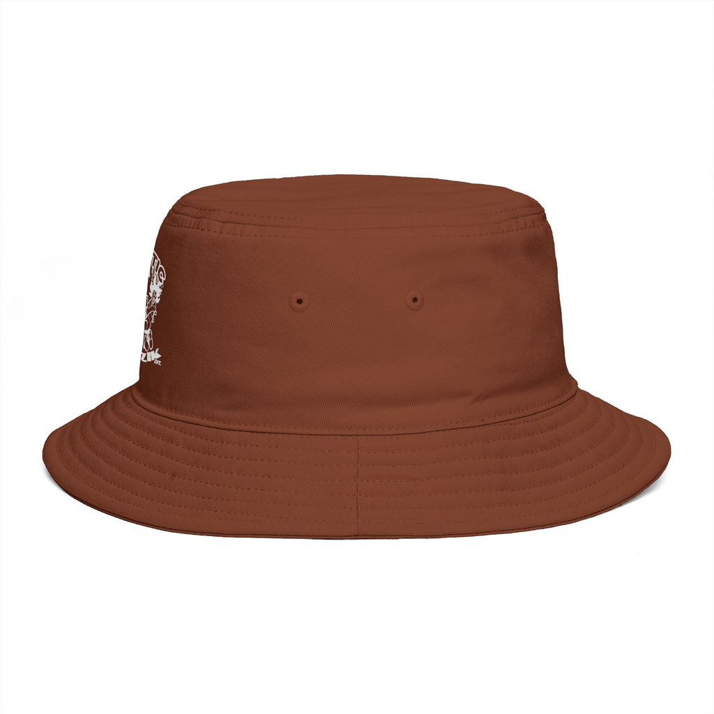 Psycotic Drummer Brown Bucket Hat — Retro Rock Band Graphic Bucket Hat